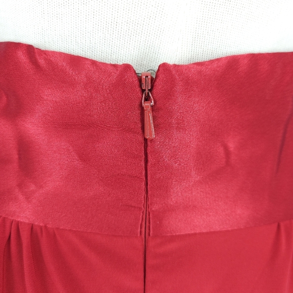 Jessica McClintock Bubble Dress Red One Shoulder Ruffle Satin Knit 10 - Picture 8 of 11